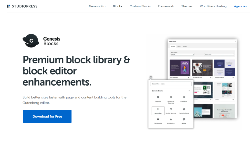 Kadence Blocks レビュー: あなたのウェブサイトをアップグレードする価値はありますか? 13 Genesis Blocks plugin