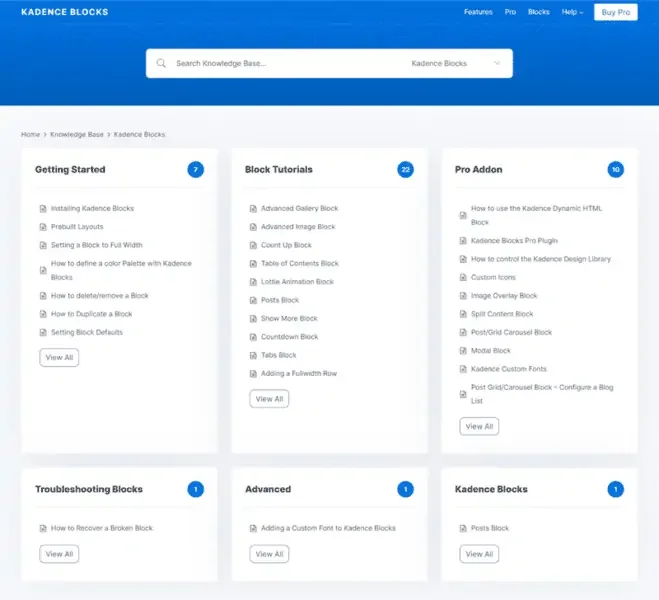 Kadence Blocks レビュー: あなたのウェブサイトをアップグレードする価値はありますか? 9 Kadence Documentation library