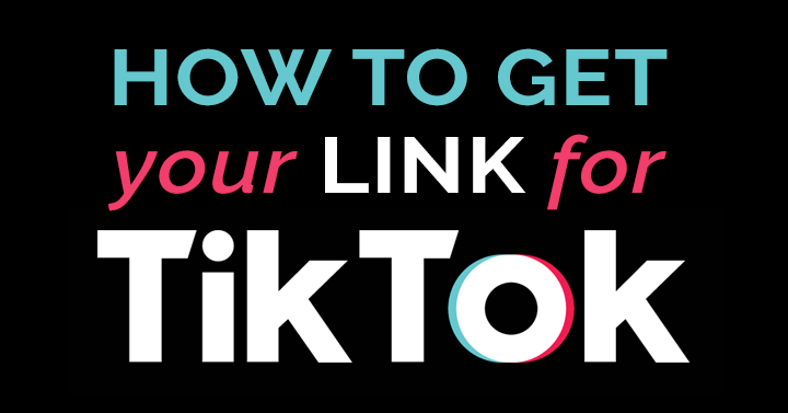 gráfico preto com logotipo diz: Como obter seu link para TikTok.