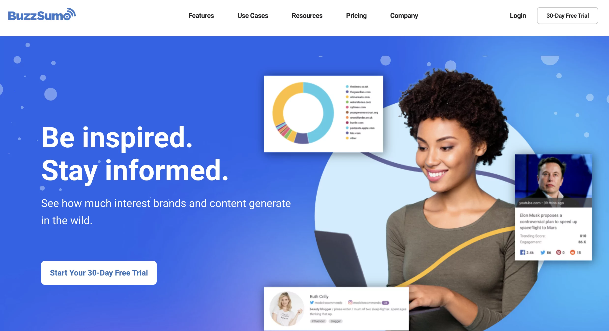 captură de ecran site-ul Buzzsumo pentru instrumente de conținut SEO