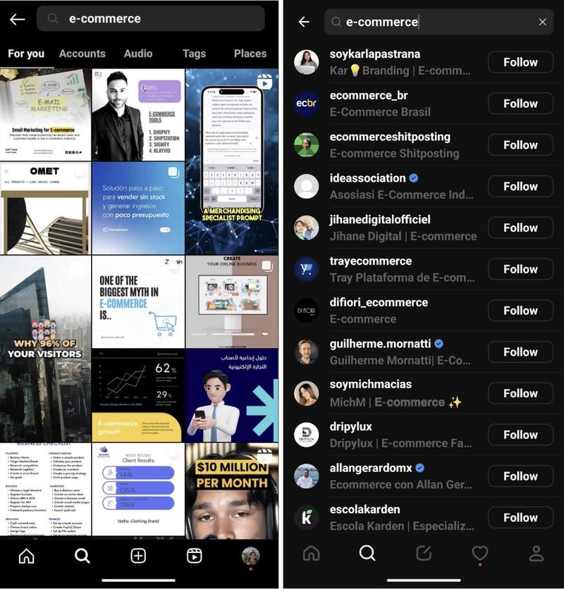 Funzione di ricerca Instagram vs Thread