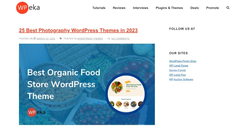 screenshot del blog WPeka