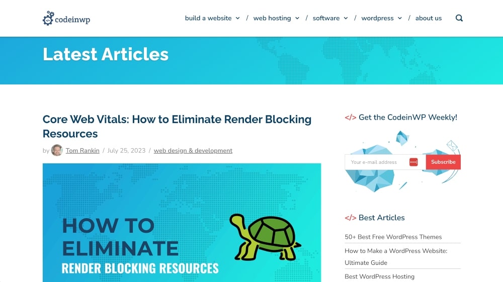 screenshot del blog Codeinwp