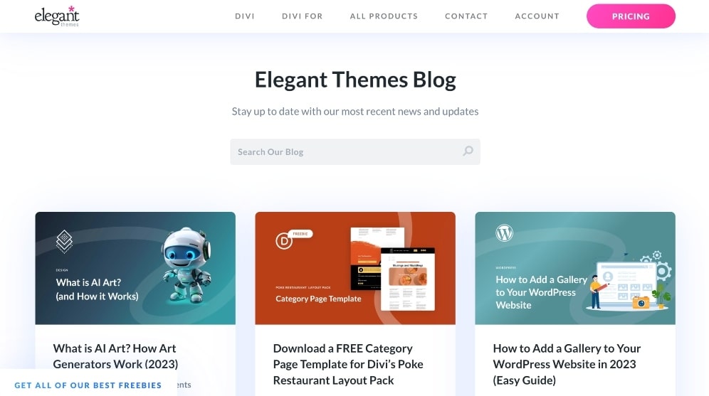 screenshot del blog Elegant Themes