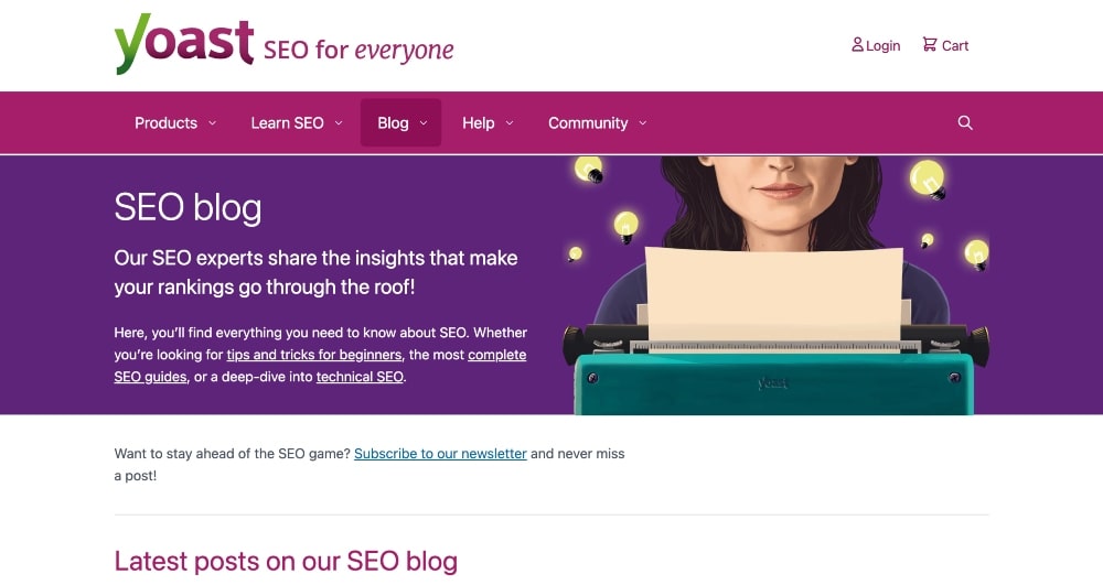 screenshot del blog Yoast SEO