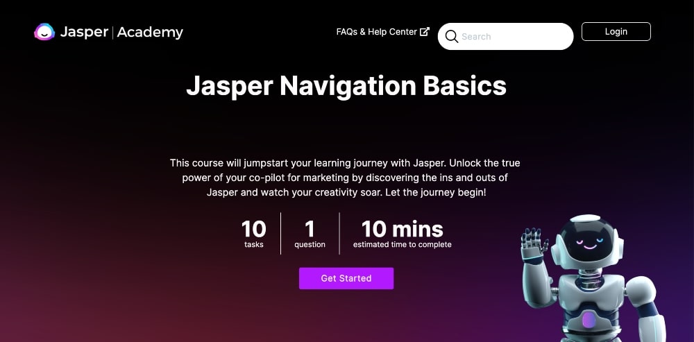 screenshot di Jasper AI Academy