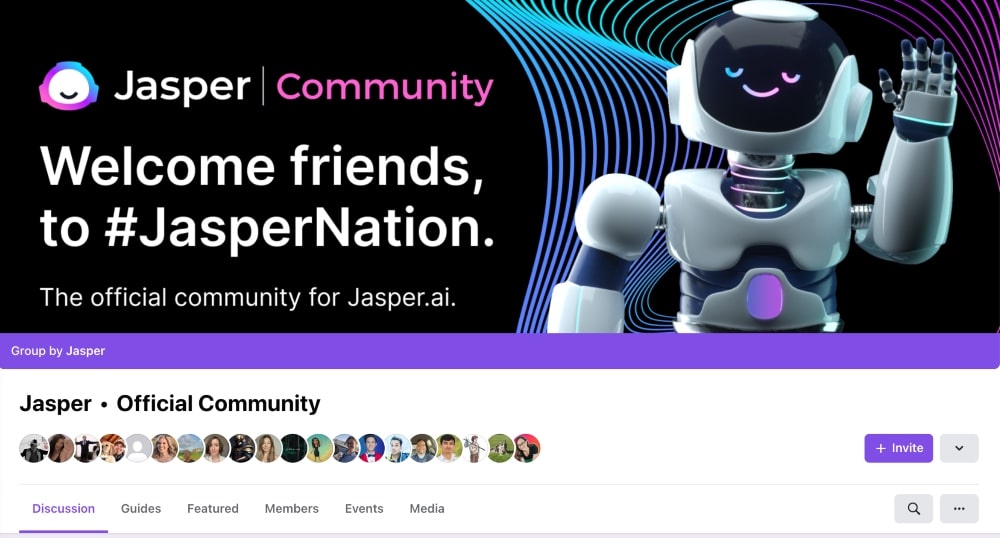 screenshot del gruppo Facebook di Jasper AI