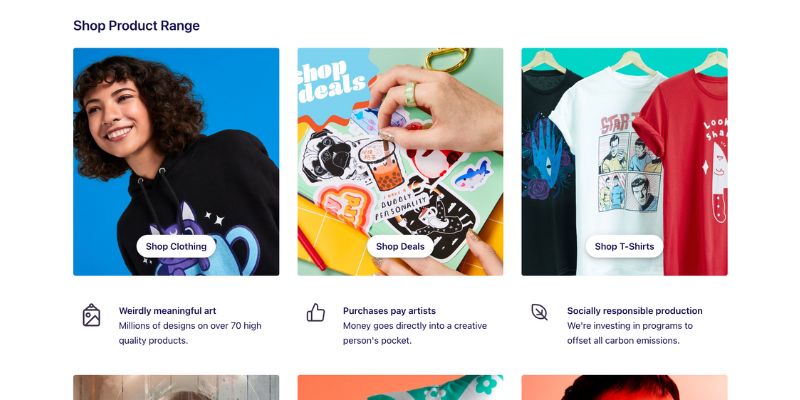 capture d'écran de la page d'achat de redbubble