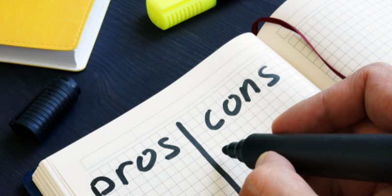 liste des avantages et des inconvénients dans un cahier