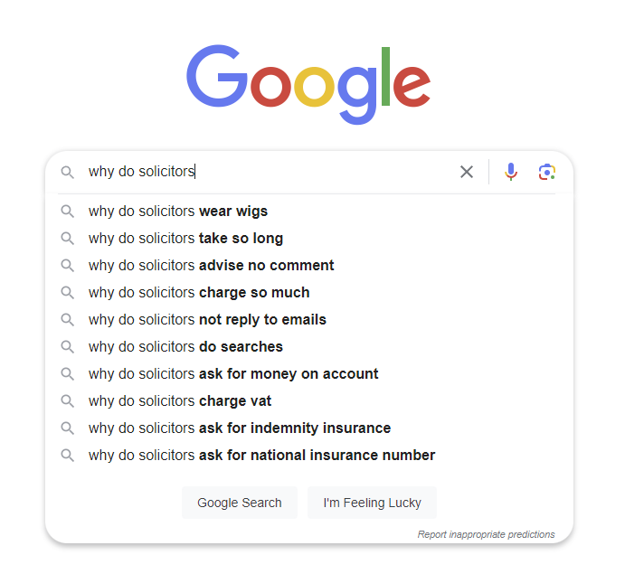 Cuplikan layar hasil IsiOtomatis Google untuk "Mengapa pengacara..."