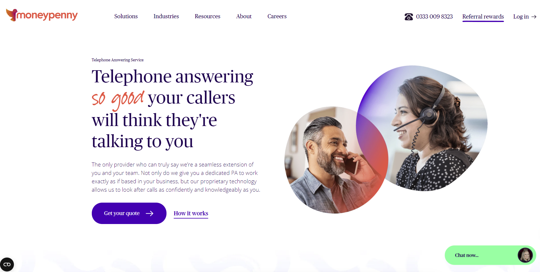Cuplikan layar beranda Moneypenny
