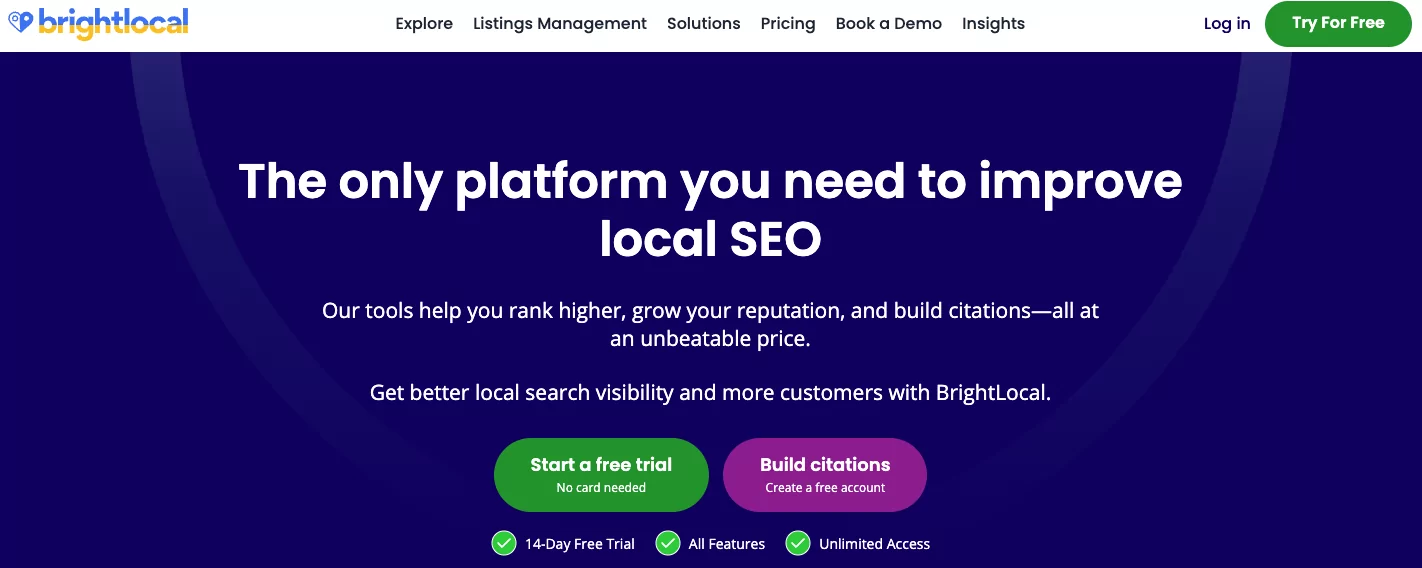 详细介绍 BrightLocal 的图像,这是一种改进本地 SEO 的工具