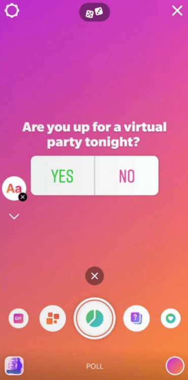 Przykład ankiety na Instagramie udostępniony w relacjach