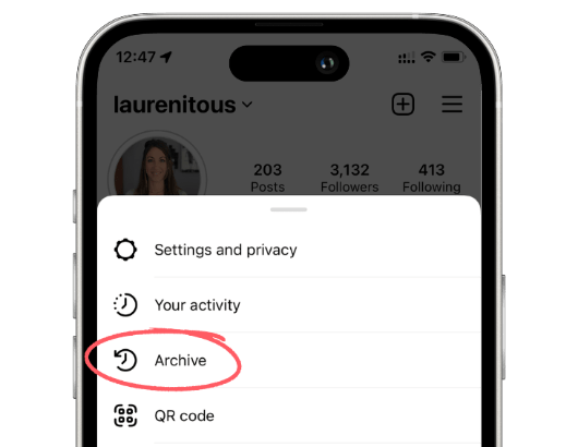 Instrucțiuni de arhivare Instagram pe telefon