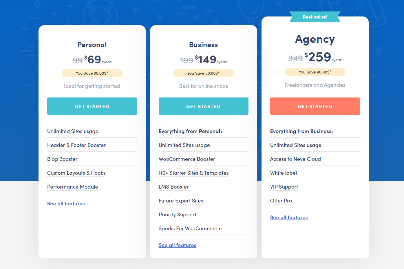 GeneratePress の代替となるベスト 6 20 neve theme pricing