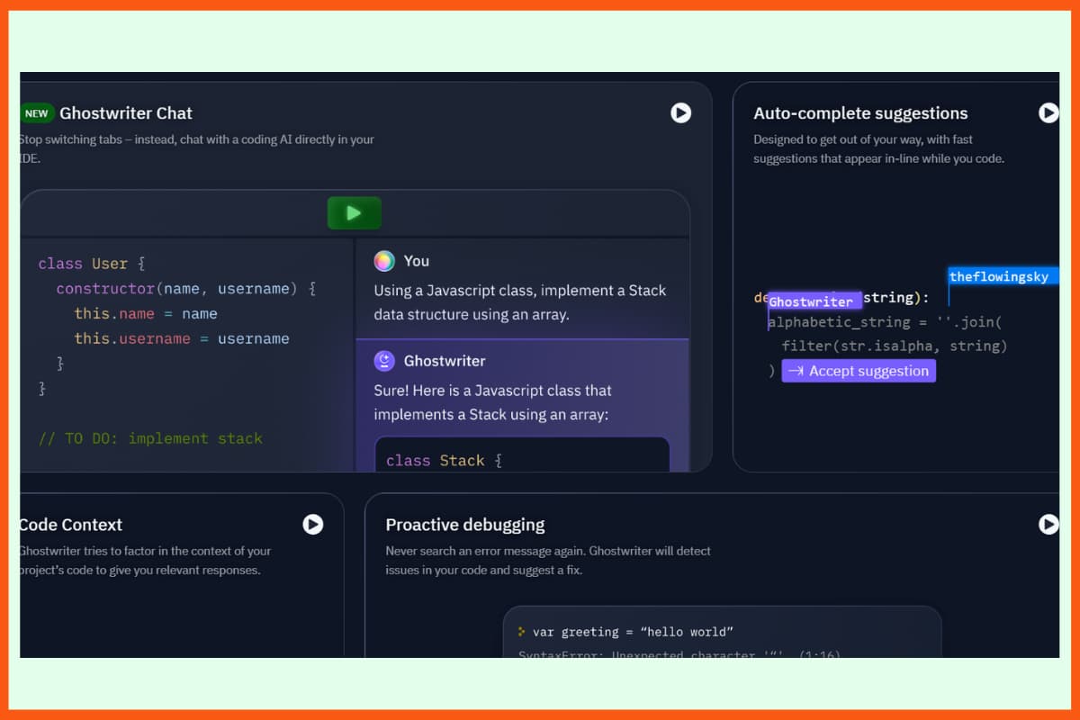 トップ AI コーディング アシスタント ツール - Replit Ghostwriter
