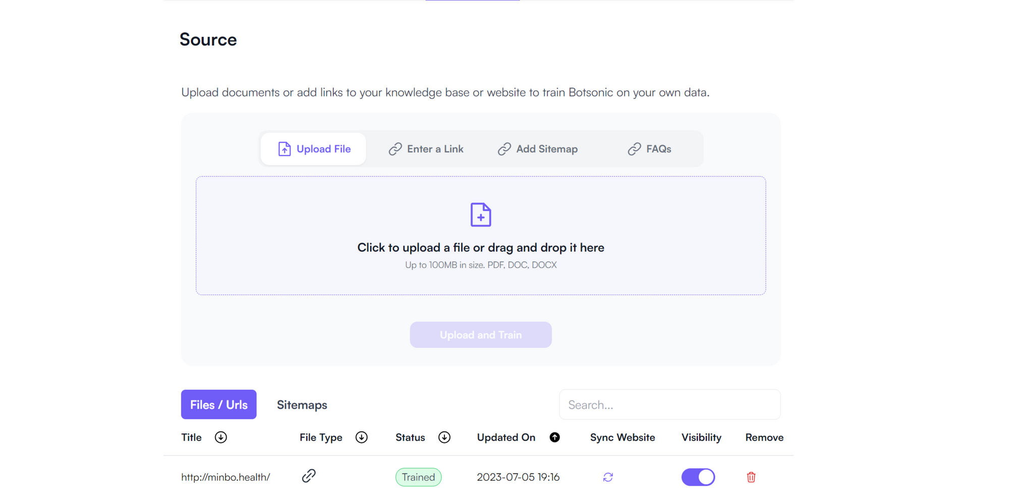 Addestrare Botsonic con i tuoi dati