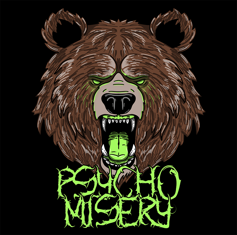 Créateur de conception de t-shirts avec une illustration de visage d'ours agressif