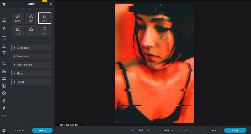 Pixlr - เอฟเฟกต์ความผิดพลาดโดยใช้ AI