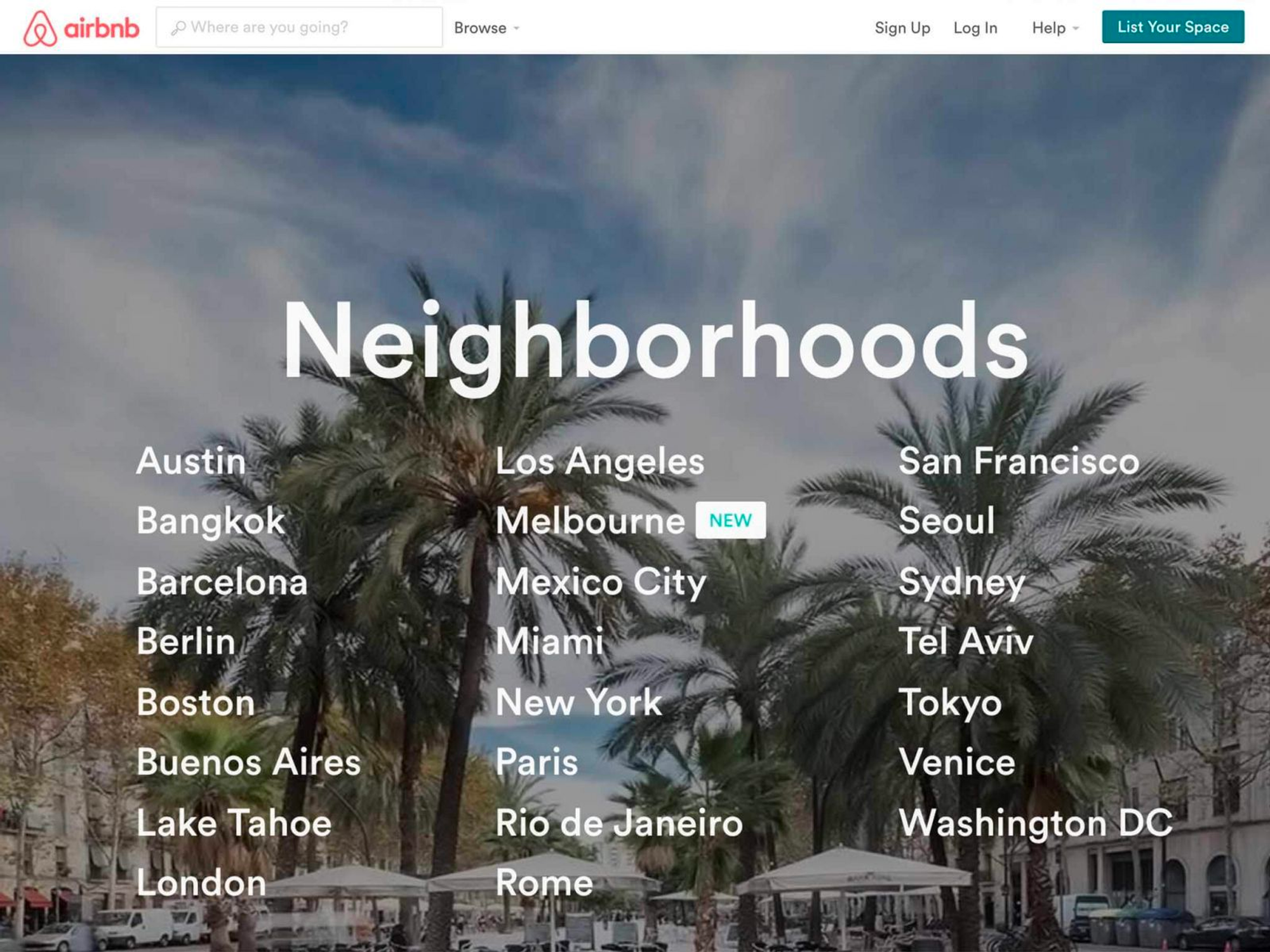 مثال على دليل حي Airbnb - المحتوى الأساسي