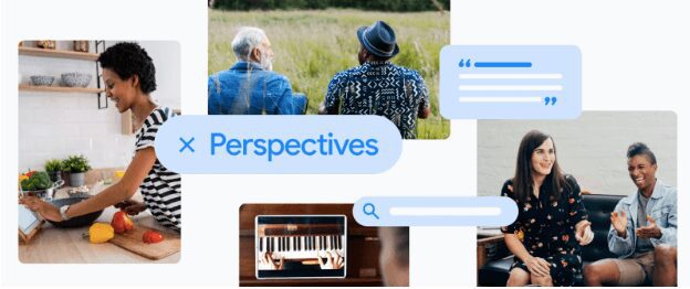 Immagini di Google Perspectives con icone di query e risposta