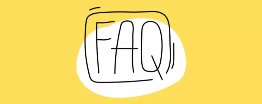 黄色の背景に「よくある質問」という文字が表示されます。