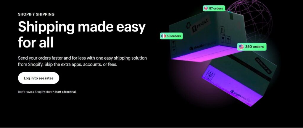 หน้าแรกของ Shopify Shipping