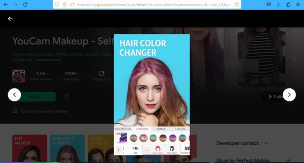 realitate augmentată pe aplicația youcam
