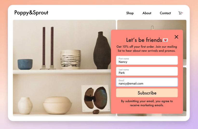 Diseño de formularios de Shopify
