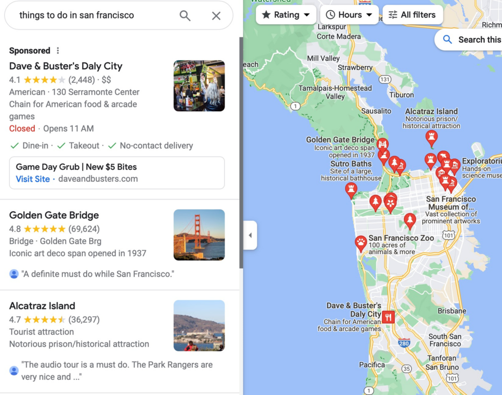 Esempio di annuncio di Google Maps