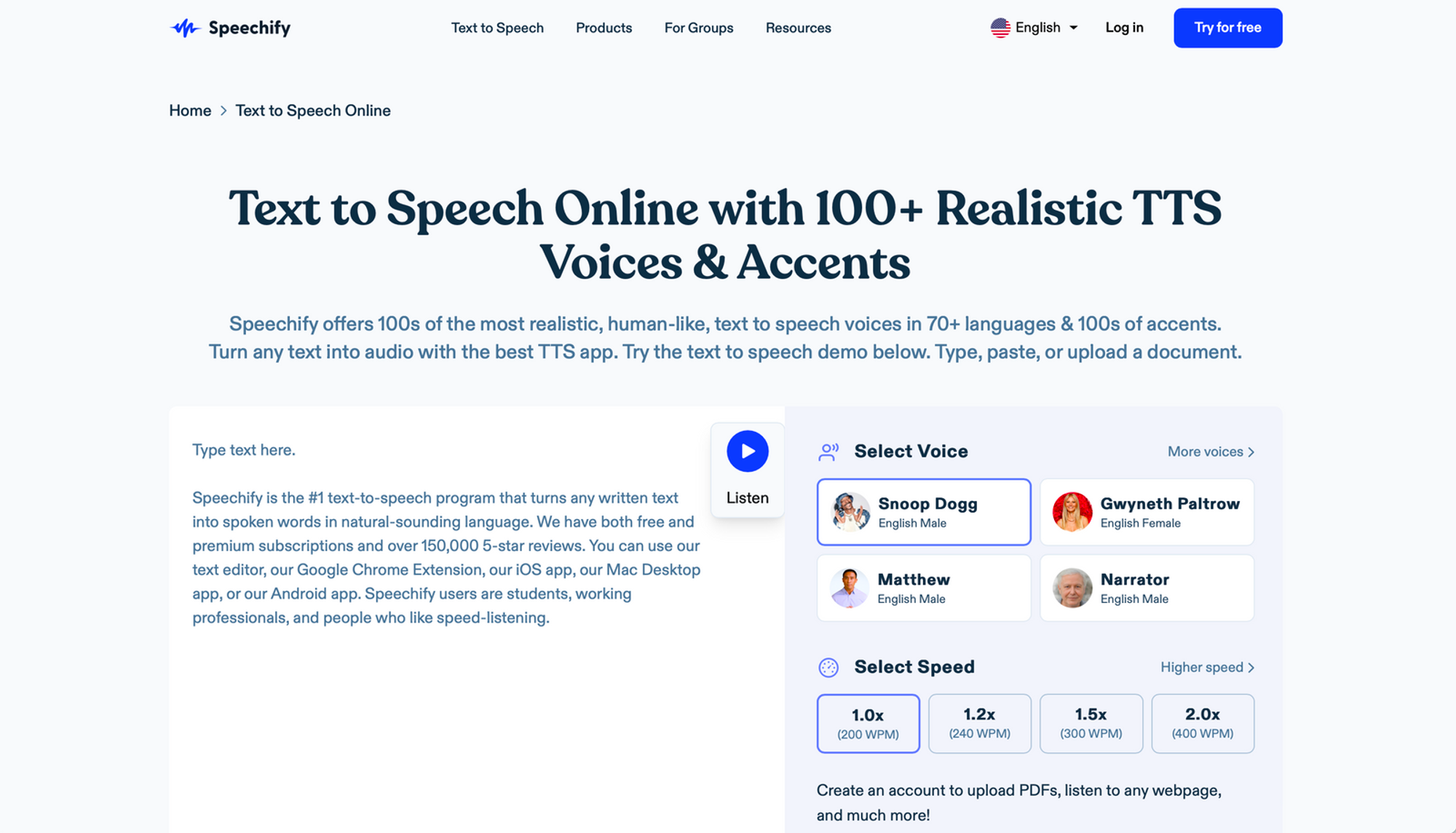 Speechify - generator suara karakter