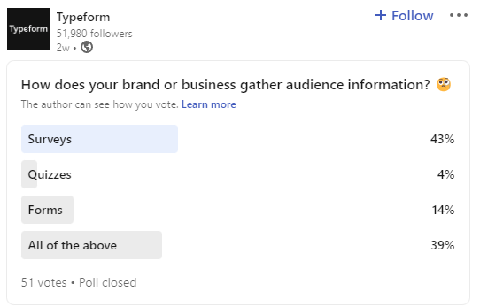 Скриншот опроса LinkedIn