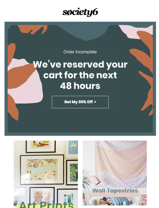Скриншот письма от Society6