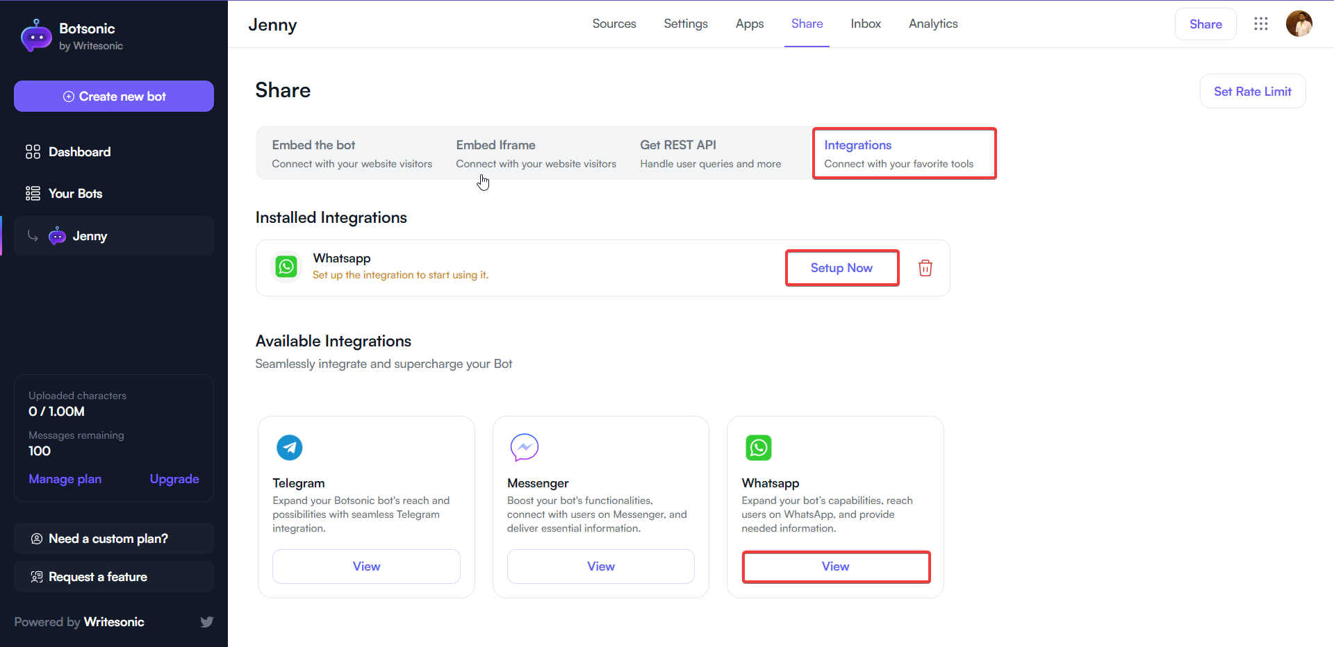 Integrazione Botsonic WhatsApp - Chatbot WhatsApp