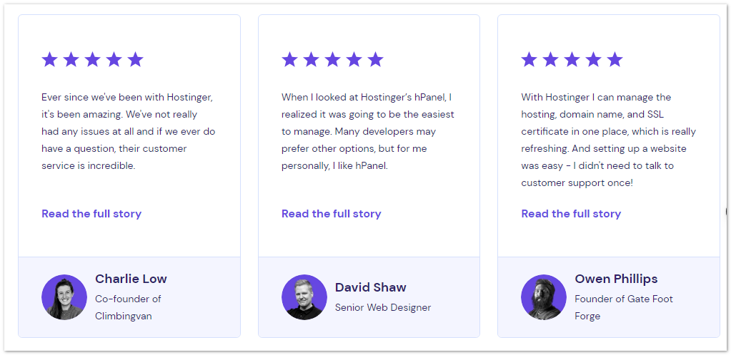 Recensione Hostinger 2023: quanto è buono Hostinger Web Hosting per ospitare il tuo sito web? 9 hostingers testimonials from