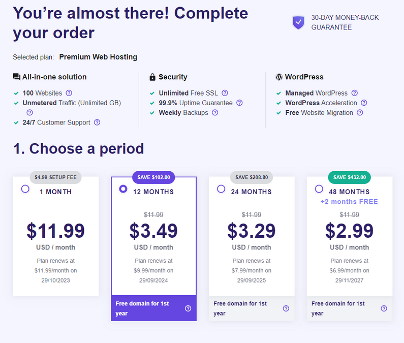 Hostinger'a WordPress Nasıl Kurulur? (Adım Adım Kılavuz) 4 1 choose period