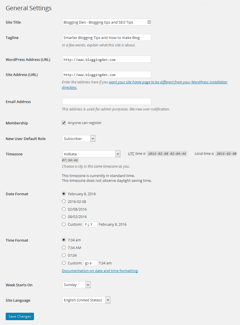 Hostinger'a WordPress Nasıl Kurulur? (Adım Adım Kılavuz) 14 General settings in wordpress dashboard