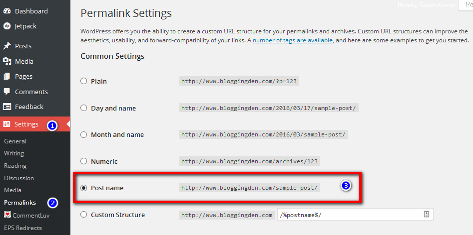 Hostinger'a WordPress Nasıl Kurulur? (Adım Adım Kılavuz) 15 WordPress-Permalink-setup
