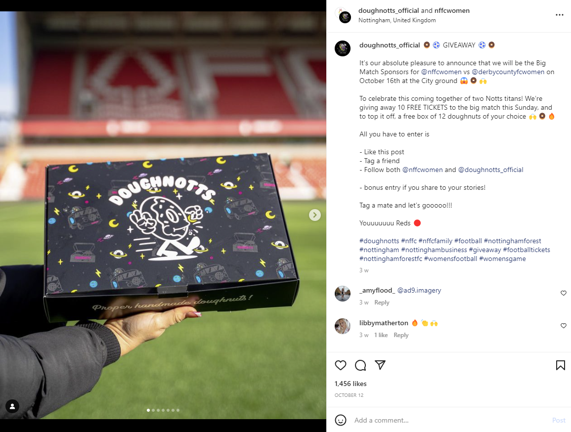 สกรีนช็อตของโพสต์ Instagram ของ Doughnotts