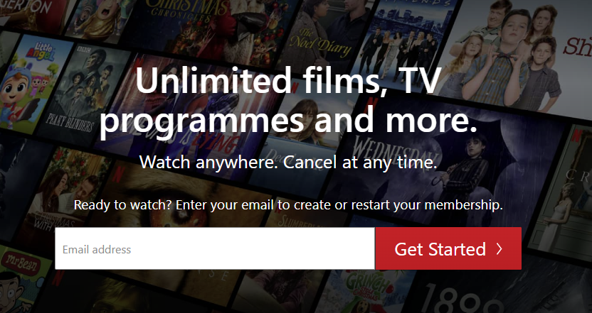 Captura de tela do CTA da Netflix