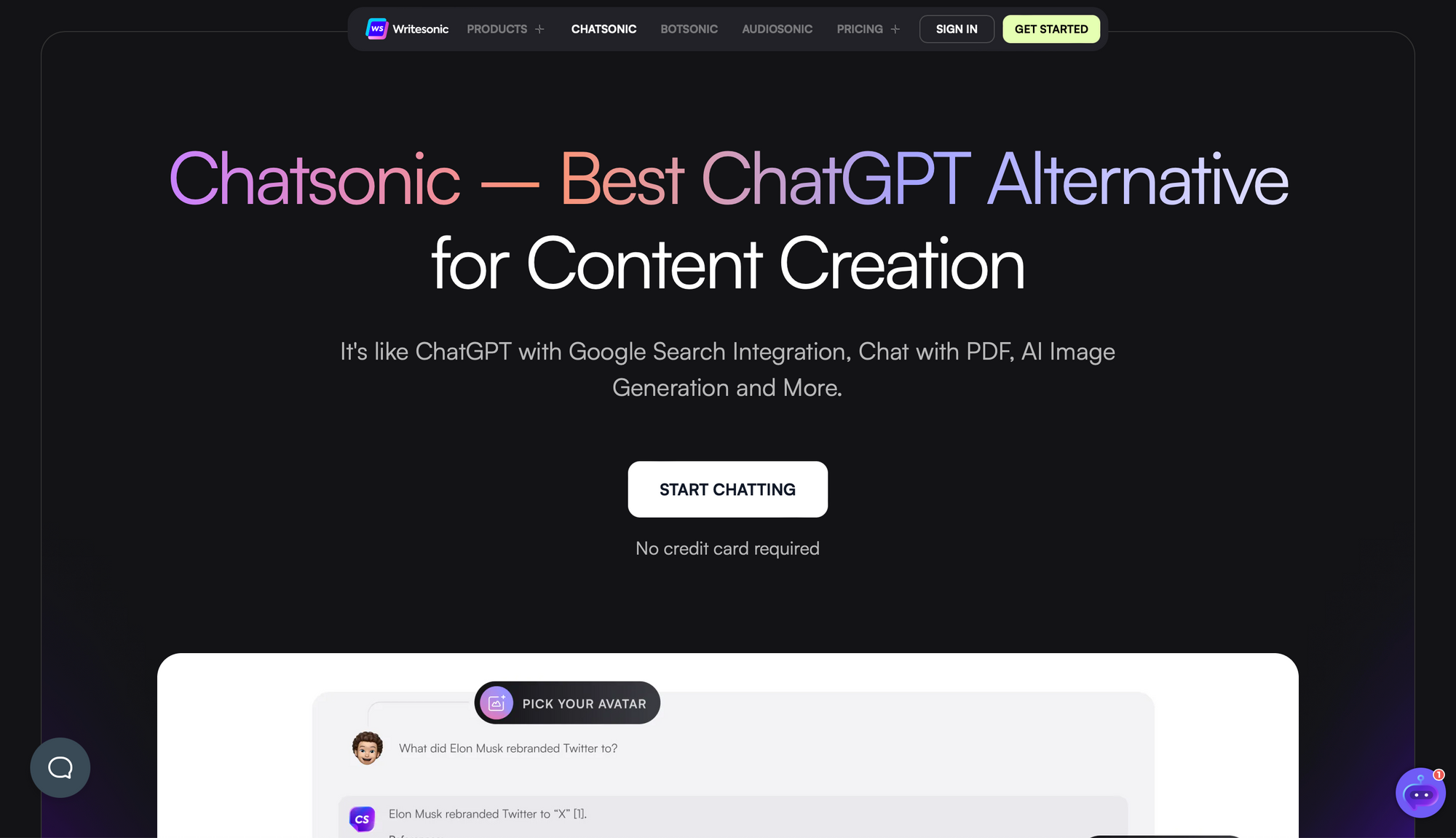 Chatsonic - 最高の AI チャットボット