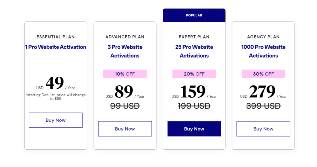 Elementor ブラック フライデー 2023 セール: 25 サイトで 30% オフ + 159 ドル 5 elementor black friday pricing