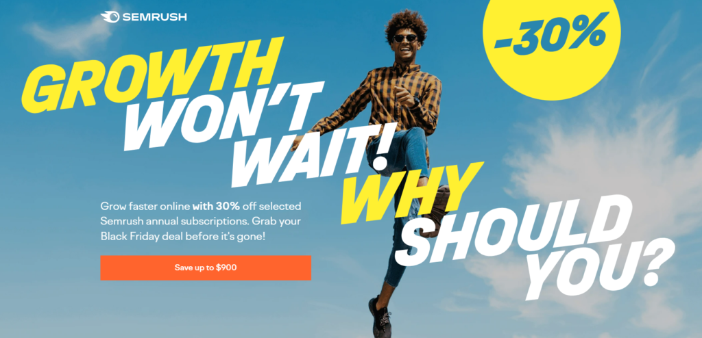Oferta SEMrush na Czarny piątek 2023: Uzyskaj 30% ZNIŻKI (Zaoszczędź 900 USD) 5 semrush black friday page
