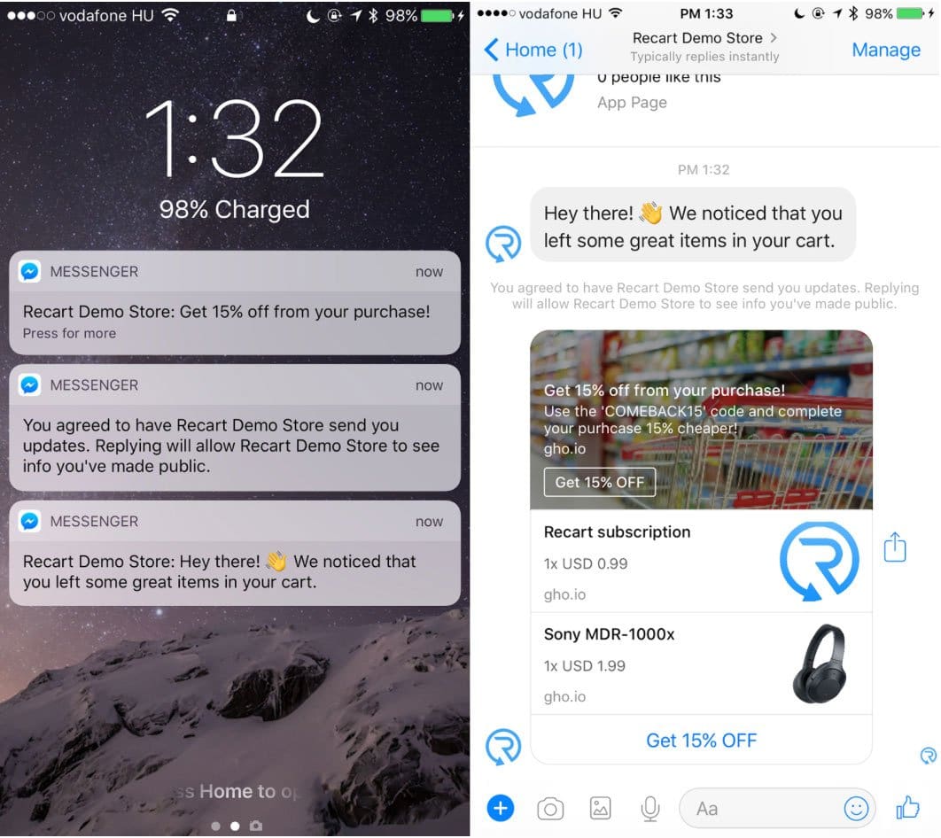 Mesaje de marketing Facebook Messenger