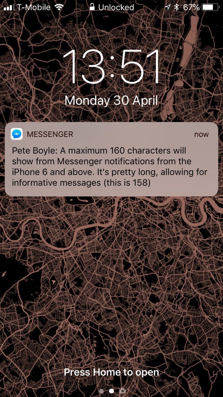 Exemplu ecran de blocare FB Messenger