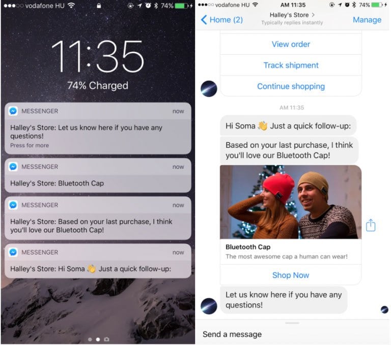 Facebook Messenger Upsell Mesaje de marketing