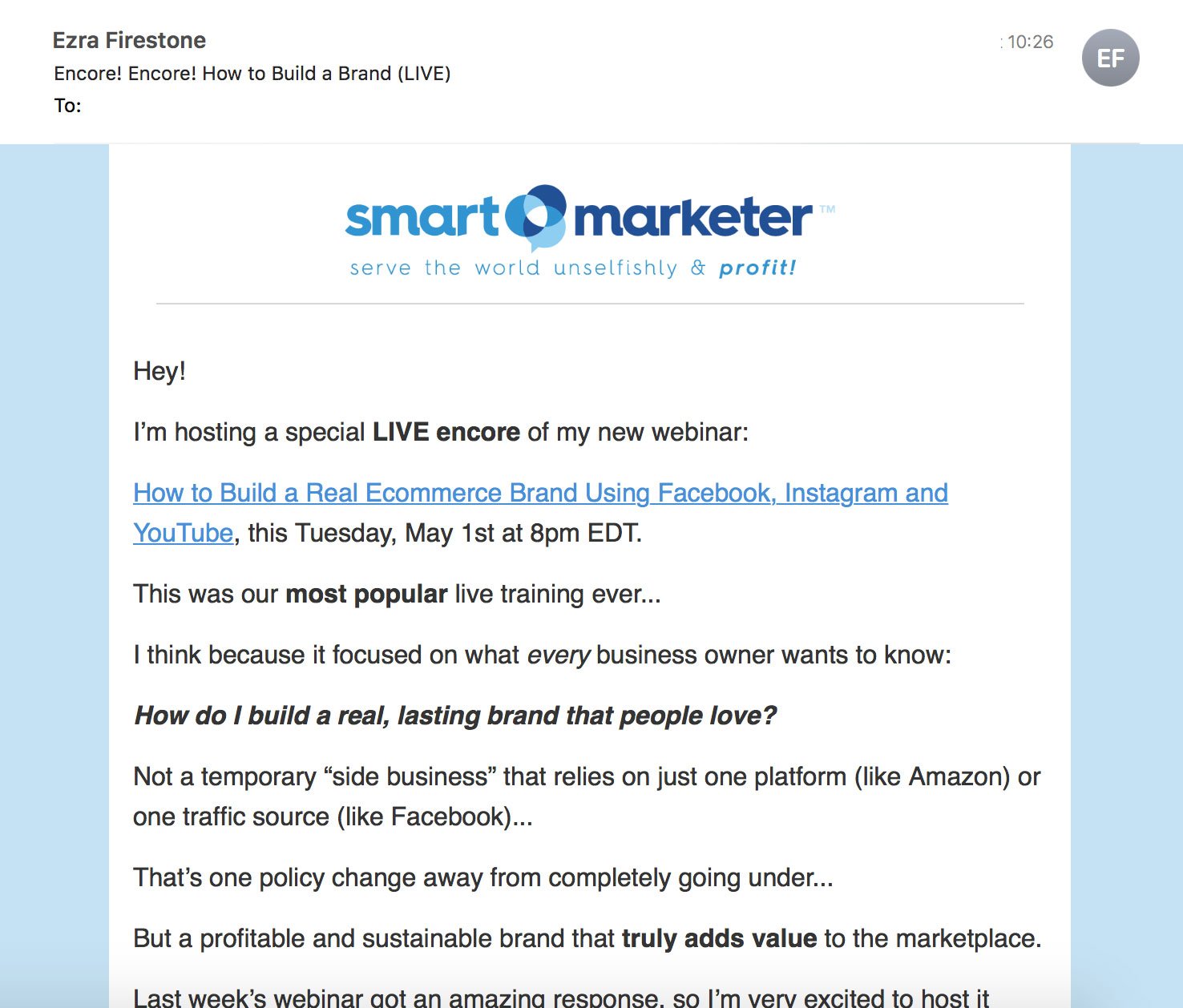 Exemplu de mesaj de campanie prin e-mail
