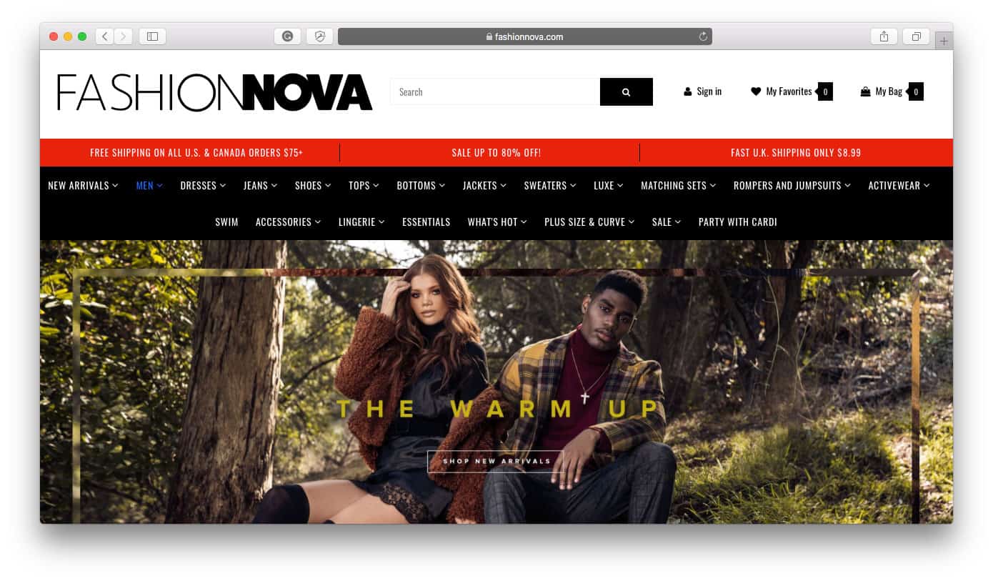 Sklepy Shopify, które odnoszą sukcesy w Fashion Nova
