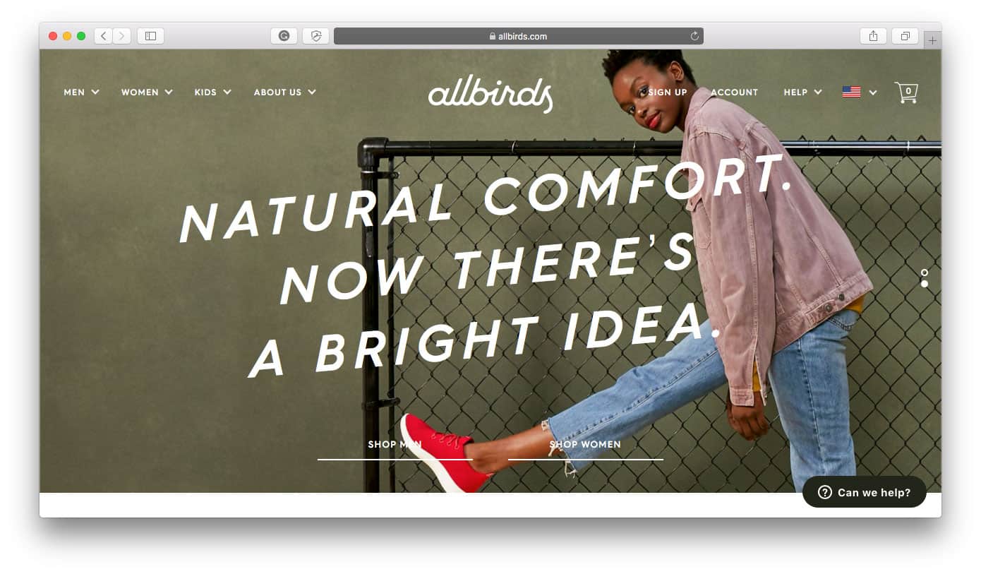 AllBirds Najlepsze sklepy Shopify