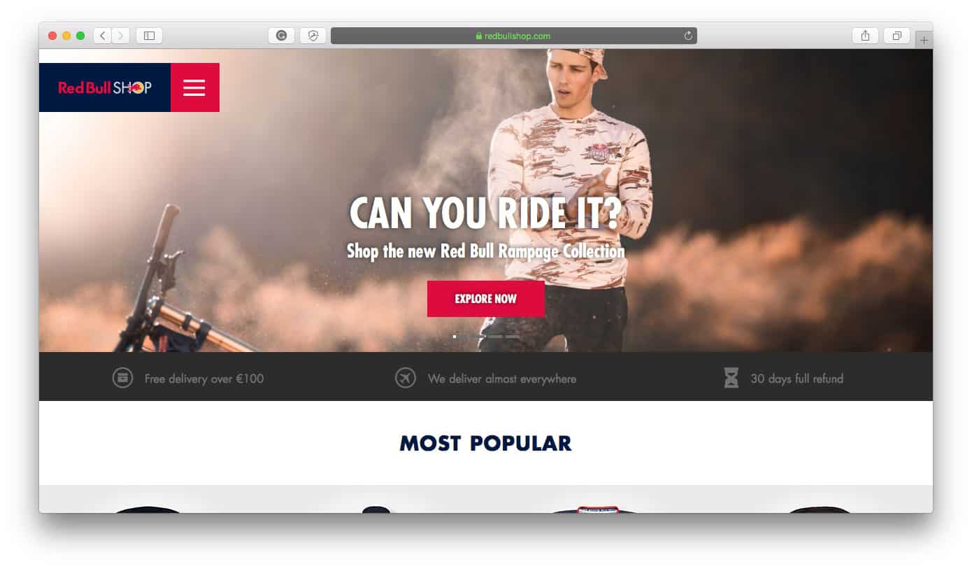 RedBull Najlepsze sklepy Shopify